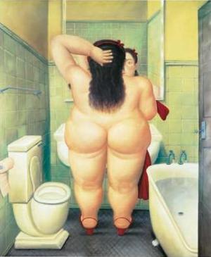 The Bathroom, 1989 - A painting by Frenando Botero
